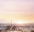 Sunset Eiffel tower and Paris city view form Triumph Arc. Royalty Free Stock Photo
