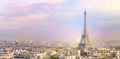 Sunset Eiffel tower and Paris city view form Triumph Arc. Eiffel Tower from Champ de Mars, Paris, France. Beautiful Royalty Free Stock Photo