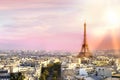 Sunset Eiffel tower and Paris city view form Triumph Arc. Eiffel Tower from Champ de Mars, Paris, France. Beautiful Royalty Free Stock Photo