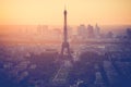 Sunset at Eiffel Tower in Paris with vintage filter Royalty Free Stock Photo