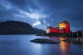 Sunset at Eilean donan castle, highlands, Scotland. Royalty Free Stock Photo