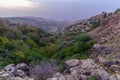Sunset of Ein Gev valley, Sea of Galilee. Golan Heights