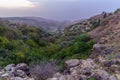 Sunset of Ein Gev valley, Sea of Galilee. Golan Heights Royalty Free Stock Photo