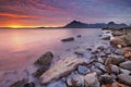 Sunset at the Elgol beach, Isle of Skye, Scotland Royalty Free Stock Photo