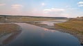 Sunset at Elk Anter Creek and Yellowstone River in the Hayden Valley in Yellowstone National Park in Wyoming Royalty Free Stock Photo