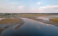 Sunset at Elk Anter Creek and Yellowstone River in the Hayden Valley in Yellowstone National Park in Wyoming Royalty Free Stock Photo