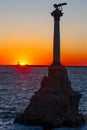 The sunset on the embankment of Sevastopol.  Selective focus Royalty Free Stock Photo