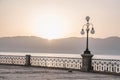 Sunset from the embarkment of Reggio Calabria Royalty Free Stock Photo