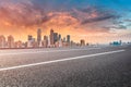 Empty asphalt road and city skyline in Chongqing Royalty Free Stock Photo