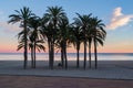 Sunset on an empty beach in Villajoyosa, Spain. Royalty Free Stock Photo