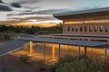 Sunset at empty parking lot with reflection on the mirrors Royalty Free Stock Photo