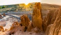 Sunset on Eroded Siltstone Walls of The Cathedral Caves Royalty Free Stock Photo