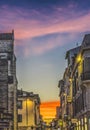 Sunset Apartments Balconies Christmas Decorations Narrow Street Nimes Gard France Royalty Free Stock Photo