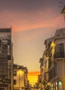 Sunset Apartments Balconies Christmas Decorations Narrow Street Nimes Gard France Royalty Free Stock Photo