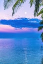 Sunset Evening Moon Reflection Blue Water Moorea Tahiti Royalty Free Stock Photo