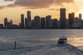 Sunset, evening panorama over Miami skyline. Royalty Free Stock Photo