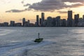 Sunset, evening panorama over Miami skyline. Royalty Free Stock Photo