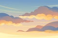 Sunset evening sky with clouds background vector wide horizontal illustration Royalty Free Stock Photo