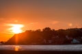 The sunset fading away behind Mackinac Island Royalty Free Stock Photo