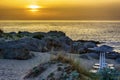 Sunset on Falasarna beach, Crete Royalty Free Stock Photo