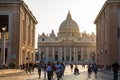 The sunset falls over the beautiful Constantinian Basilica of St. Peter at the Vatican City Royalty Free Stock Photo