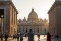 The sunset falls over the beautiful Constantinian Basilica of St. Peter at the Vatican City Royalty Free Stock Photo