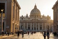 The sunset falls over the beautiful Constantinian Basilica of St. Peter at the Vatican City Royalty Free Stock Photo