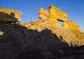 Sunset at the famous rock formation `La Fenetre`, Isalo National Park, Madagascar Royalty Free Stock Photo