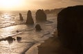 The sunset at the famous Twelve Apostles on the Great Ocean Road in Australia