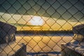 Sunset and fence winter Royalty Free Stock Photo