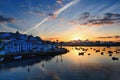 Sunset in Ferragudo fisherman village, Algarve Portugal Royalty Free Stock Photo