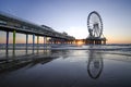 Scheveningen sunset silhouette Royalty Free Stock Photo