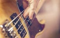 Bass guitar player close up Royalty Free Stock Photo