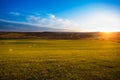 Sunset on the field.