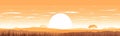 sunset field vector flat minimalistic isolated illustration