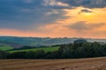 Sunset of the Fields - Berry Pomeroy Village in Devon Royalty Free Stock Photo