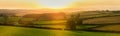 Sunset of the Fields - Berry Pomeroy Village in Devon Royalty Free Stock Photo