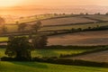 Sunset of the Fields - Berry Pomeroy Village in Devon Royalty Free Stock Photo