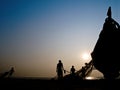 Sunset and fishing boat Royalty Free Stock Photo