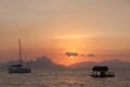 Sunset with fishing boat - Donsol Philippines Royalty Free Stock Photo