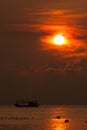 Sunset on fishing boats Royalty Free Stock Photo