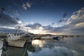 The sunset in the fishing harbor of San Benedetto del Tronto