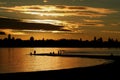 Sunset Fishing at Point Walter, Swan River, Perth. Royalty Free Stock Photo