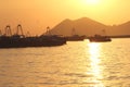 Sunset and fishing vessels, Cheung Chau island, Hong Kong