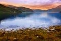 Sunset in fjord Hardanger Norway Royalty Free Stock Photo