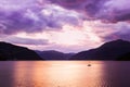 Sunset in fjord Hardanger Norway Royalty Free Stock Photo