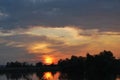 sunset on a flat lake