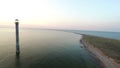 Sunset flight with the leaning Kiipsaare lighhouse in Estonia