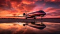 Sunset flight takes passengers on a luxurious business journey outdoors generated by AI