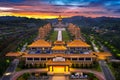 Sunset at Fo Guang Shan Buddha Temple in Kaohsiung, Taiwan. Royalty Free Stock Photo